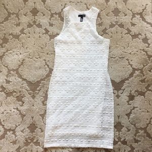 SOLD-Aqua White Lace Fit Sleeveless Formal Dress